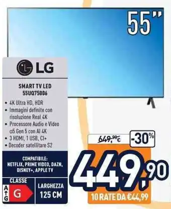 Unieuro LG Smart TV OLED 55UQ75006 offerta