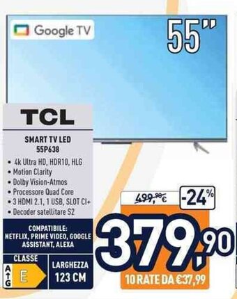 Unieuro TCL Smart TV LED 55P638 offerta