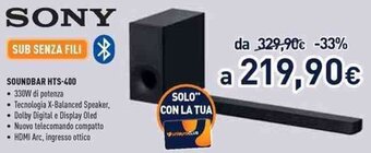 Unieuro Sony Soundbar HTS 400 offerta