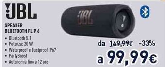 Unieuro JBL Speaker Bluetooth Flip 6 offerta