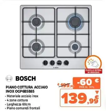 Bosch Piano Cottura Acciaio Inox OGP6B5B85