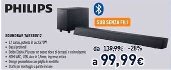 Unieuro Philips Soundbar TAB530512 offerta