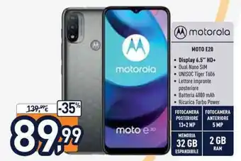 Unieuro motorola Moto E20 offerta