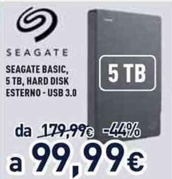 Unieuro Seagate Basic, 5 TB Hard Disk Esterno USB 3.0 offerta