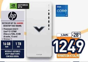 Unieuro hp Victus By HP 15 l Gaming Desktop TG02-0068NL offerta