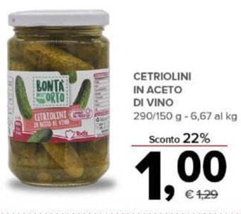 Todis Cetriolini in Aceto di Vino 290/150 g offerta