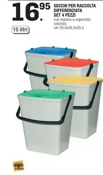 Artplast Secchi Per Raccolta Differenziata Set 4 Pezzi