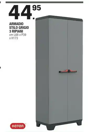 Brico OK Keter Armadio Stilo Grigio 3 Ripiani offerta