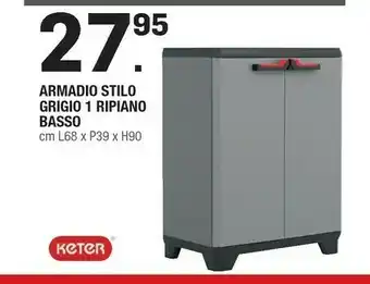 Brico OK Keter Armadio Stilo Grigio 1 Ripiano Basso offerta