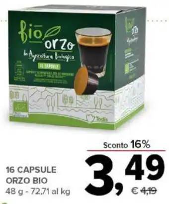 Todis Bio Orzo 16 capsule offerta