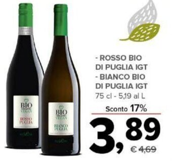 Todis Rosso bio Di Puglia IGT Bianco bio di Puglia IGT 75 cl offerta