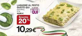 Coop Gusto Qui Lasagne Al Pesto offerta