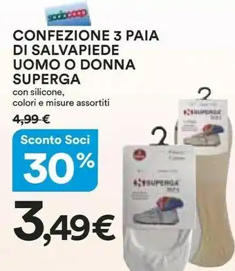 Coop Superga Confezione 3 Paia Di Salvapiede Uomo/ Donna Con Silicone offerta