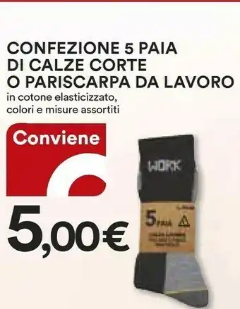 Coop Confezione 5 Paia Di Calze Corte/ Pariscarpa Da Lavoro In Cotone Elasticizzato offerta