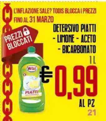 Todis Detersivo Piatti Limone/Aceto/Bicarbonato 1 l offerta