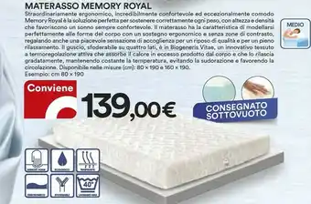 Coop Royal Materasso Memory offerta