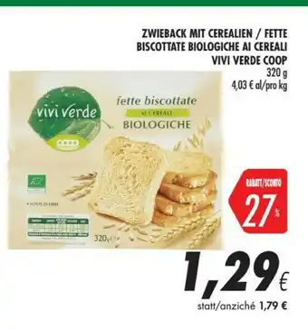Coop Coop - Fette Biscottate ai Cereali Biologiche Vivi Verde 320 g(ml) offerta