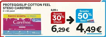 Coop Carefree COTTON FEEL Salviettine Detergenti 56 Pezzo(i) offerta