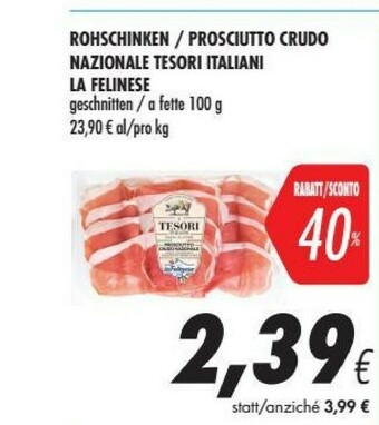 Coop La felinese Prosciutto Crudo Nazionale 100 G(ml) offerta