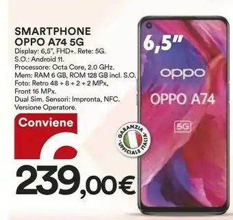 Coop Oppo A74 5G 16,5 Cm (6.5") ColorOS 11.1 USB Tipo-C 6 GB 128 GB 5000 MAh Nero offerta