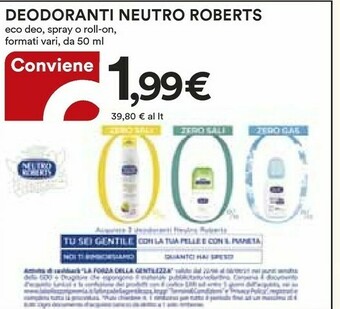 Coop Neutro Roberts Deodorante offerta