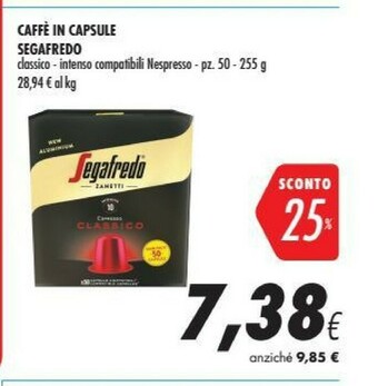 Coop Segafredo Caffe In Capsule offerta