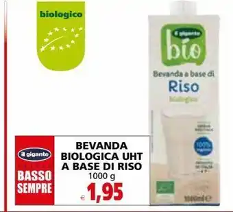 Bevanda biologica uht a base di riso