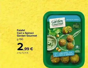 Carrefour Market Garden gourmet Falafel Con Ceci E Spinaci 190 G(ml) offerta