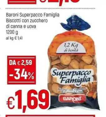 Famila Baroni Superpacco Famiglia Biscotti Con Zucchero Di Canna E Uova 1200g offerta
