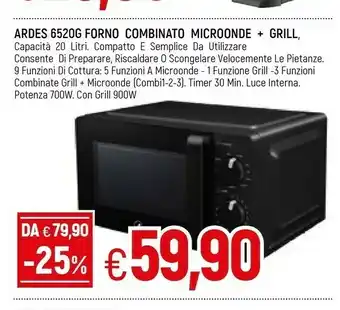 Famila Ardes 6502G Forno Combinato Micronde + Grill offerta