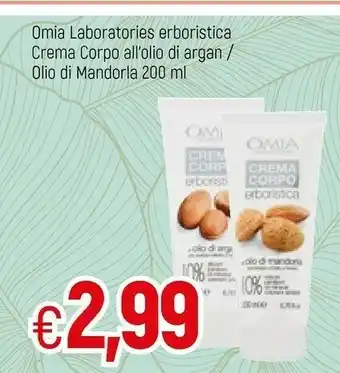 Famila Superstore Omia Laboratories Erboristica Crema Corpo All'olio Di Argan/ Olio Di Mandorla 200 Ml offerta
