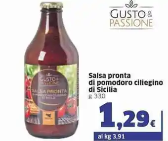 Gusto & Passione Salsa pronta di pomodoro ciliegino di Sicilia g 330