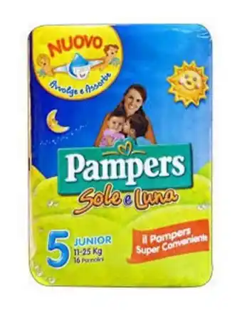 Pampers sole e luna junior pannolini n.5 11-25 kg 15 pezzi