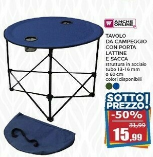 Happy Casa Tavolo Da Campeggio Con Porta Lattine E Sacca offerta