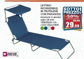 Happy Casa Lettino Richiudibile In Textilene Con Parasole offerta