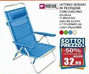 Happy Casa Lettino Sdraio In Textilene Con Cuscino offerta