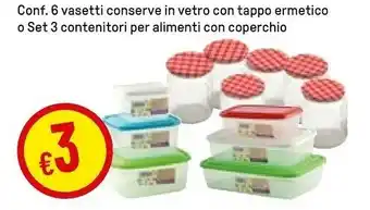 Conf 6 Vasetti Conserve In Vetro Con Tappo Ermetico O Set Contenitori Per Alimenti Con Coperchio
