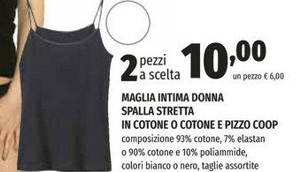 Coop Coop Maglia Intima Donna Spalla Stretta In Cotone offerta