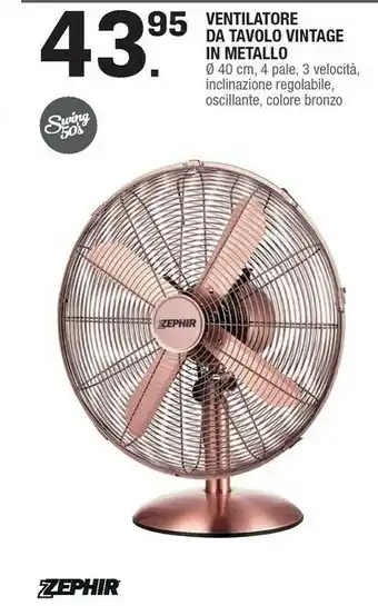 Brico OK Ventilatore Da Tavolo Vintage In Metallo offerta