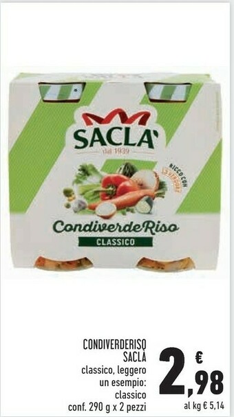 Conad Saclà Condiverde Riso Classico Gusto Ricco 580 G(ml) offerta