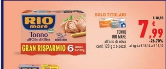 Conad Rio Mare Tonno All'Olio Di Oliva 120 G(ml) offerta