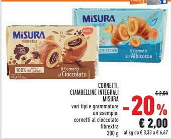 Conad Misura Fibrextra Cornetti Al Miele 300 G(ml) offerta