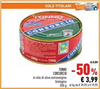 Conad Consorcio Tonno In Olio Di Oliva Extravergine Biologico offerta
