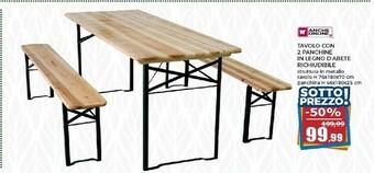 Happy Casa Tavolo Con 2 Panchine In Legno D'abete Richiudibile offerta