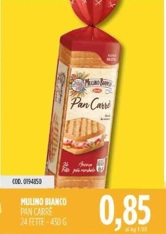 Carico Cash & Carry Mulino Bianco Pan Carrè 24 fette 430 g offerta