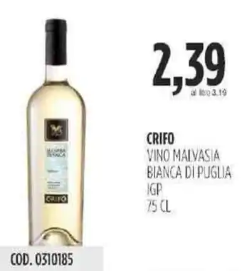 Carico Cash & Carry Crifo Vino Malvasia Bianca di Puglia IGP 75 cl offerta