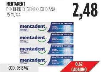 Carico Cash & Carry Mentadent Dentifricio Igiene Quotidiana 75 ml x 4 offerta