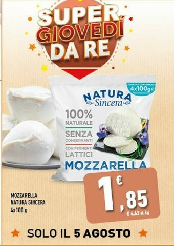 Conad Natura sincera Mozzarella offerta