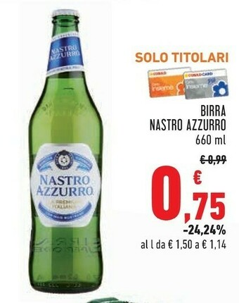 Conad Nastro Azzurro Birra 660 G(ml) offerta