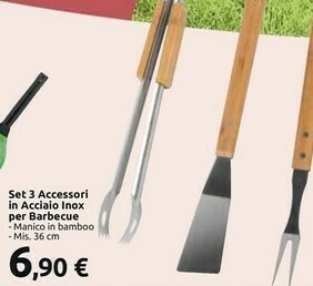 Carrefour Market Carrefour Set 3 Accessori Barbecue Con Manico In Bamboo offerta